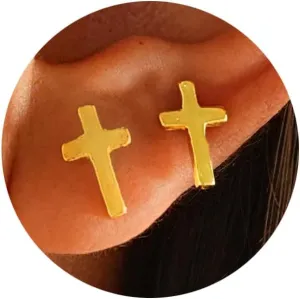 14K Gold Cross Stud Earrings for Women Dainty Minimalist Hypoallergenic Jewelry Religious Christian Faith Earrings for Mom