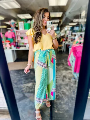 Abstract Wide Leg Pants
