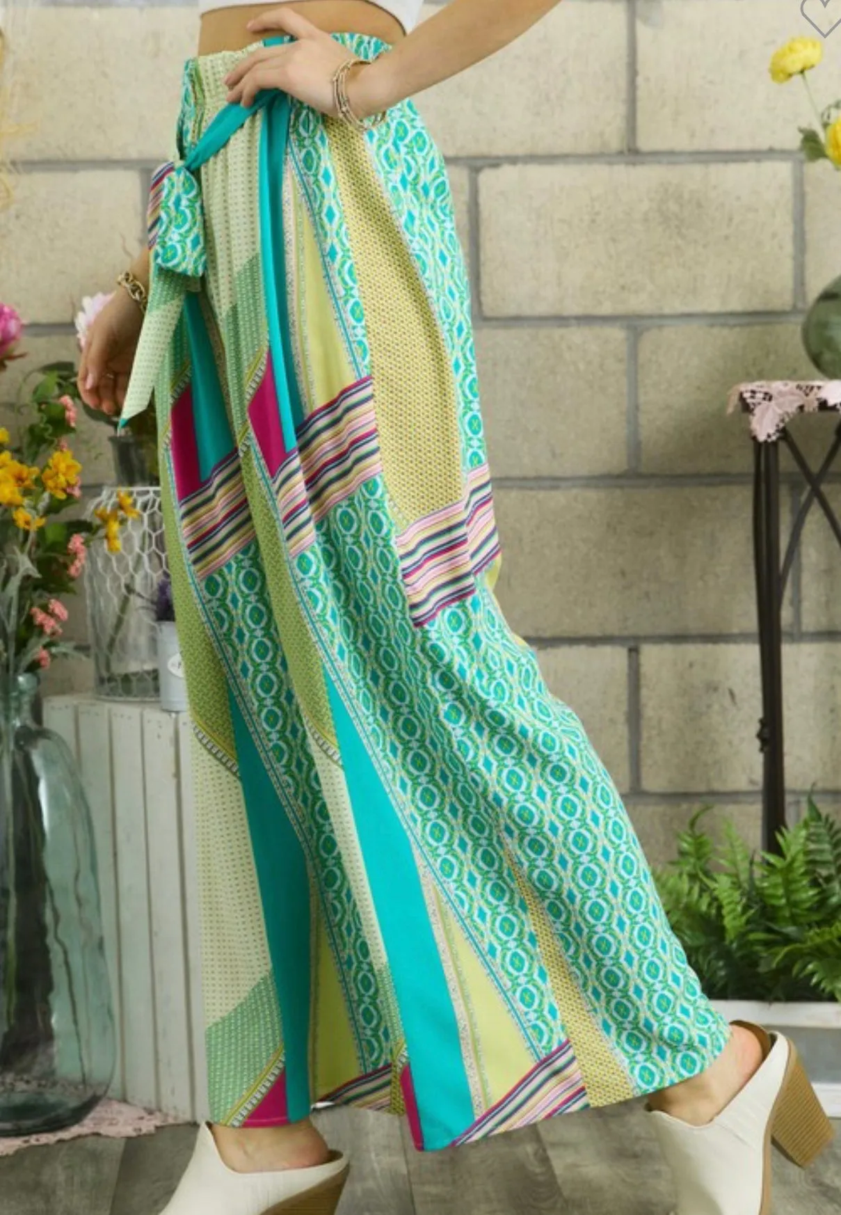 Abstract Wide Leg Pants