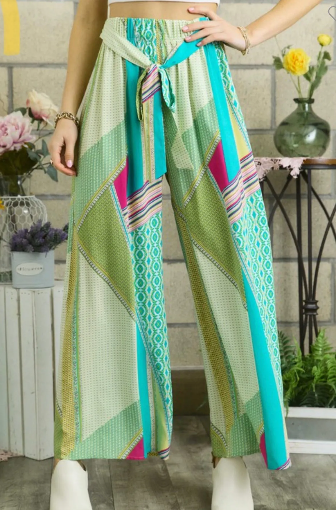Abstract Wide Leg Pants