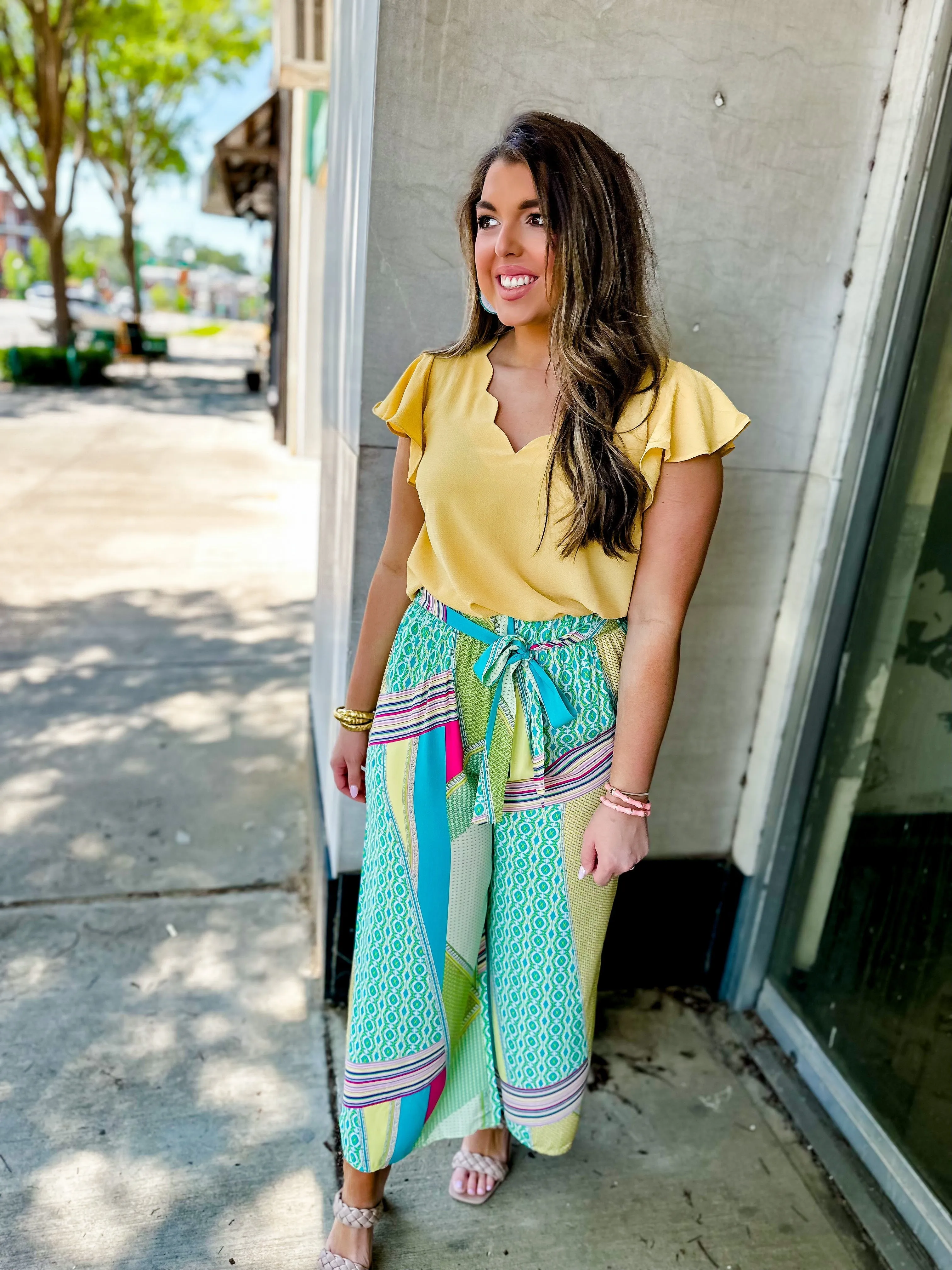 Abstract Wide Leg Pants