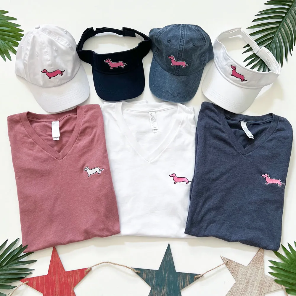 AD Signature Doxie White Logo V-Neck Tee Shirt (Mauve)