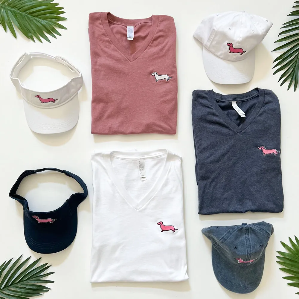AD Signature Doxie White Logo V-Neck Tee Shirt (Mauve)