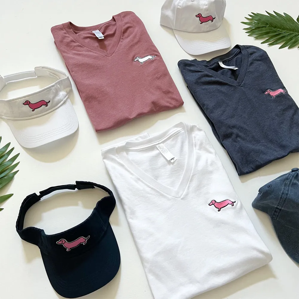 AD Signature Doxie White Logo V-Neck Tee Shirt (Mauve)
