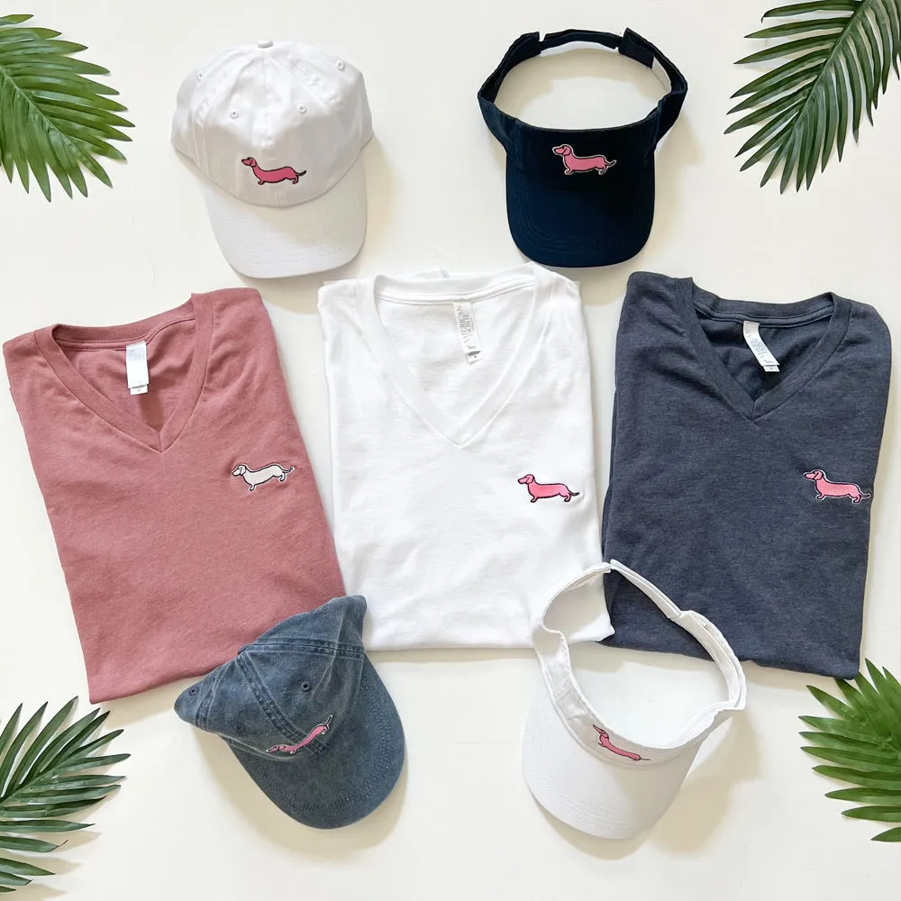 AD Signature Doxie White Logo V-Neck Tee Shirt (Mauve)
