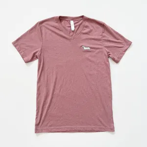 AD Signature Doxie White Logo V-Neck Tee Shirt (Mauve)