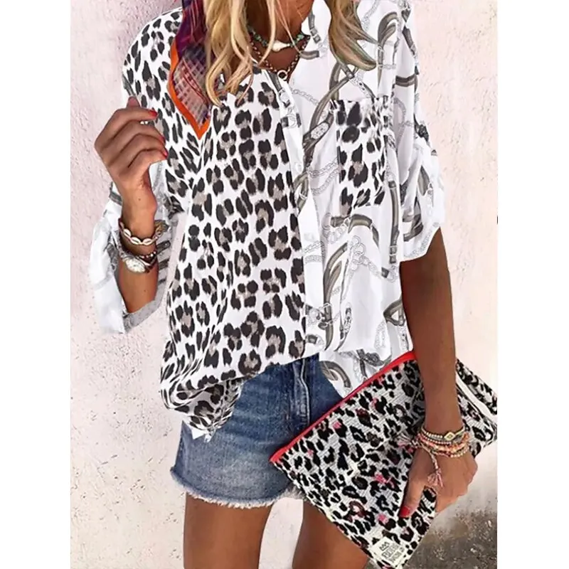 Amy Fashion - Elegant Loose Abstraction Print Shirt