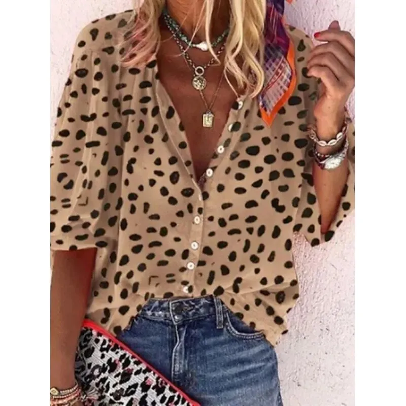 Amy Fashion - Elegant Loose Abstraction Print Shirt