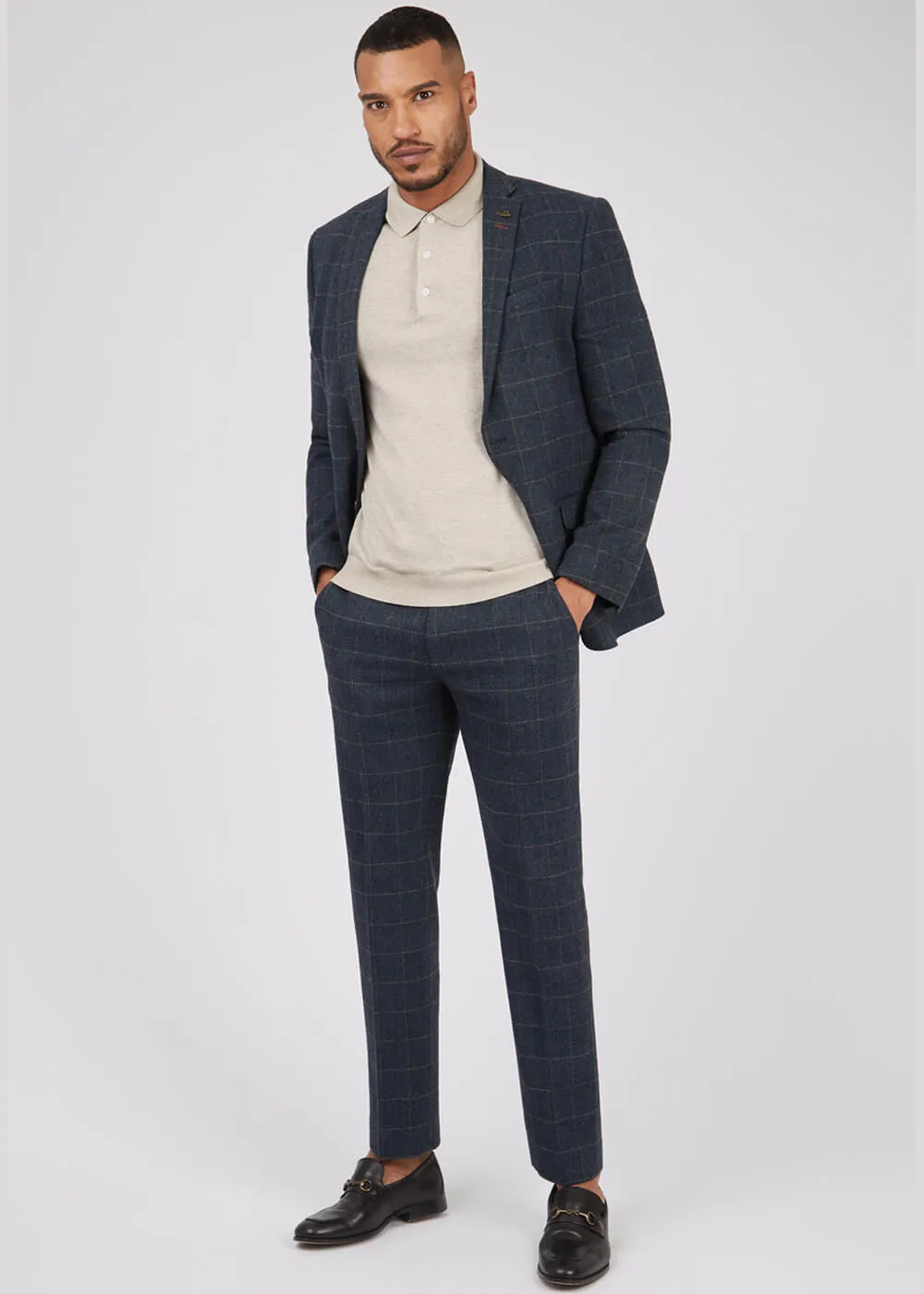 Antique Rogue Heren Dax Herringbone Trousers Teal