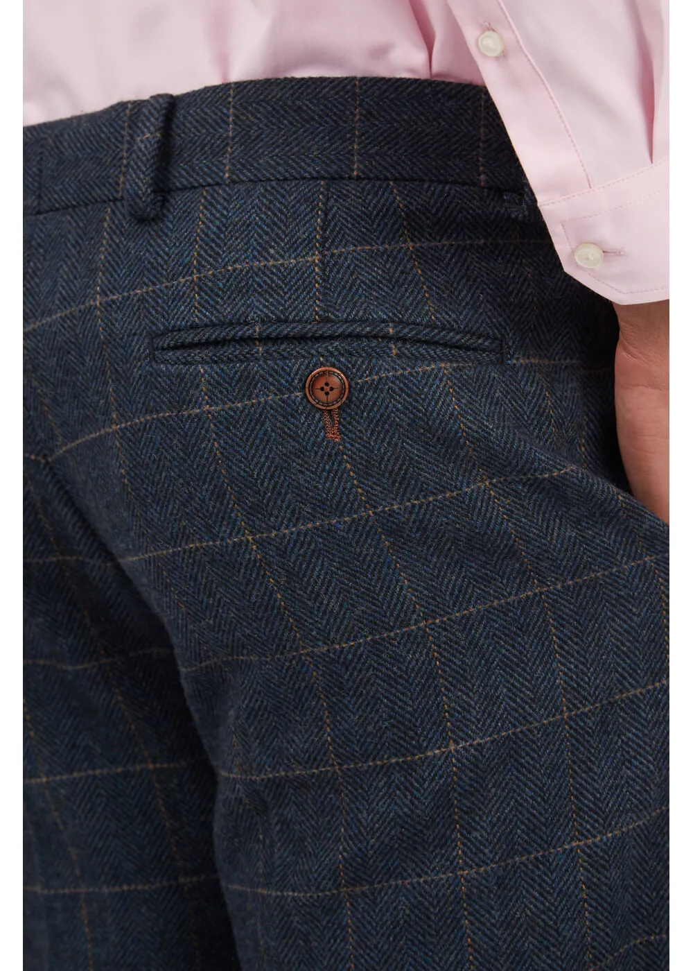 Antique Rogue Heren Dax Herringbone Trousers Teal