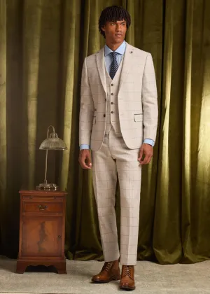 Antique Rogue Powell Check Tweed Trousers Taupe