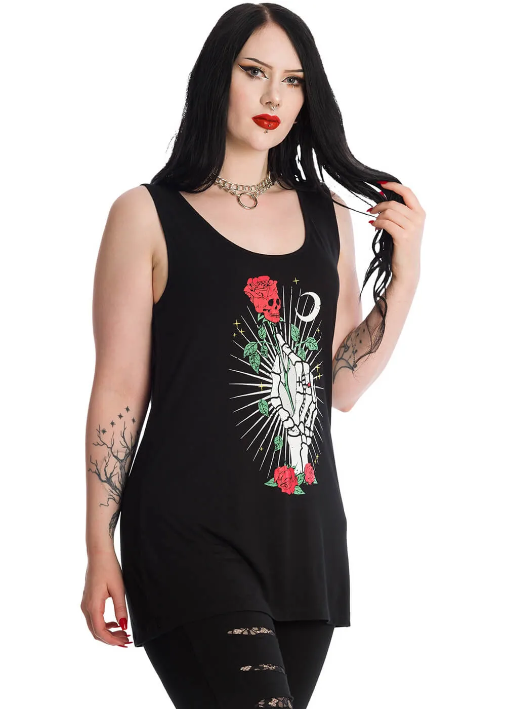 Banned Ishtar Skeleton Rose T-Shirt Black