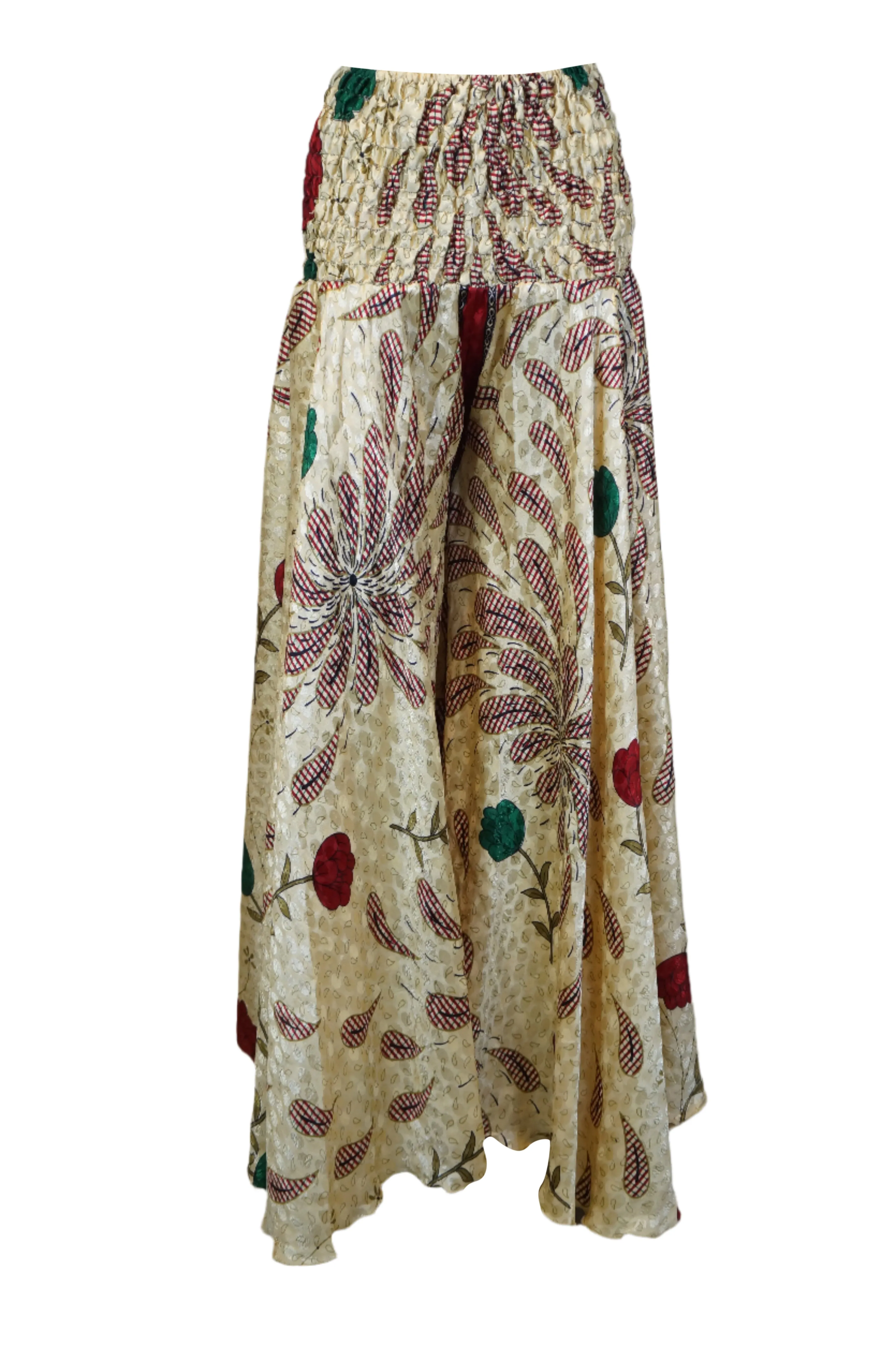 Beige Boho Flowy Flare Pants – Vibrant, Hippie Spell-Inspired Palazzo Trousers SM