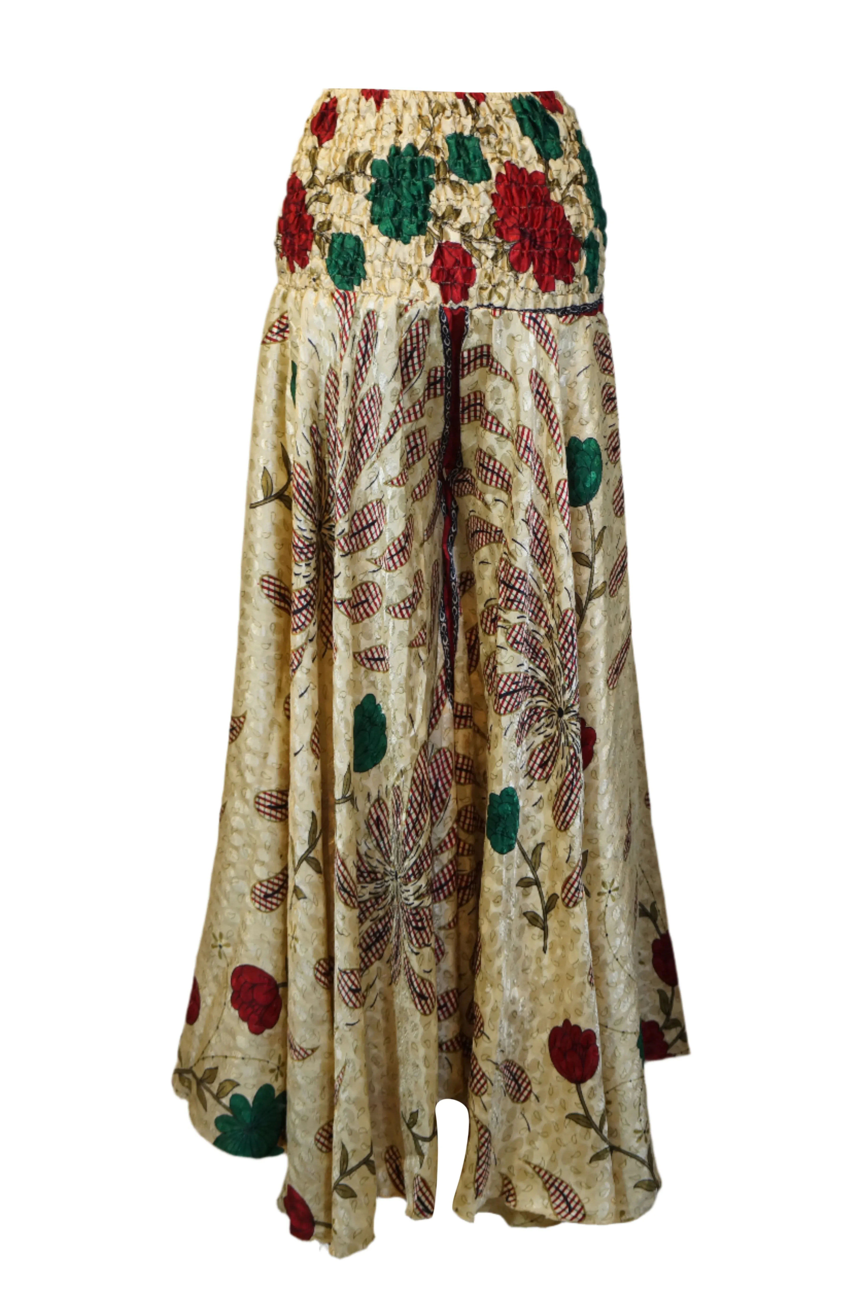 Beige Boho Flowy Flare Pants – Vibrant, Hippie Spell-Inspired Palazzo Trousers SM