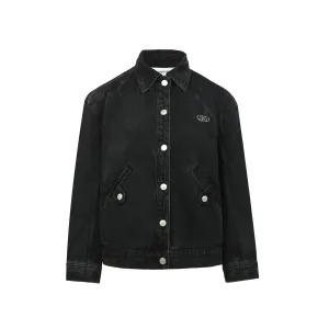 Black Denim Diamante Embellished Jacket