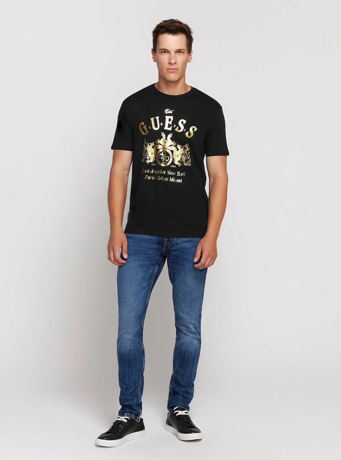 Black Short Sleeve Gold Crest T-Shirt