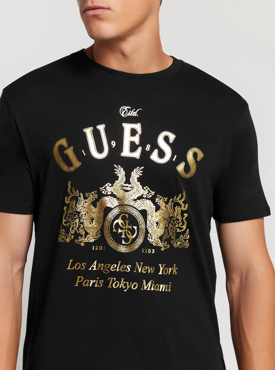 Black Short Sleeve Gold Crest T-Shirt