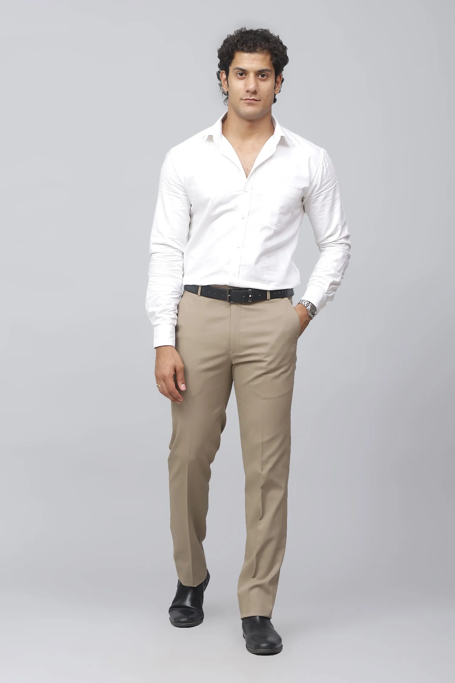 Bluebird Men's Refined Light Latte Business Formal Trousers