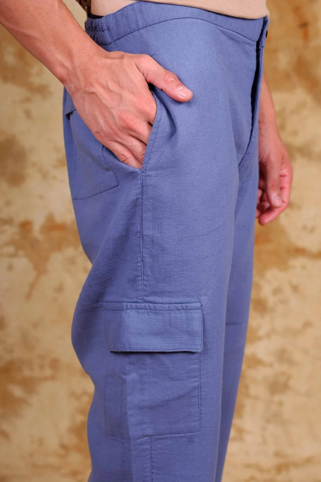 Bluebird Men's Slim Fit Cotton Cargo Pant Blue