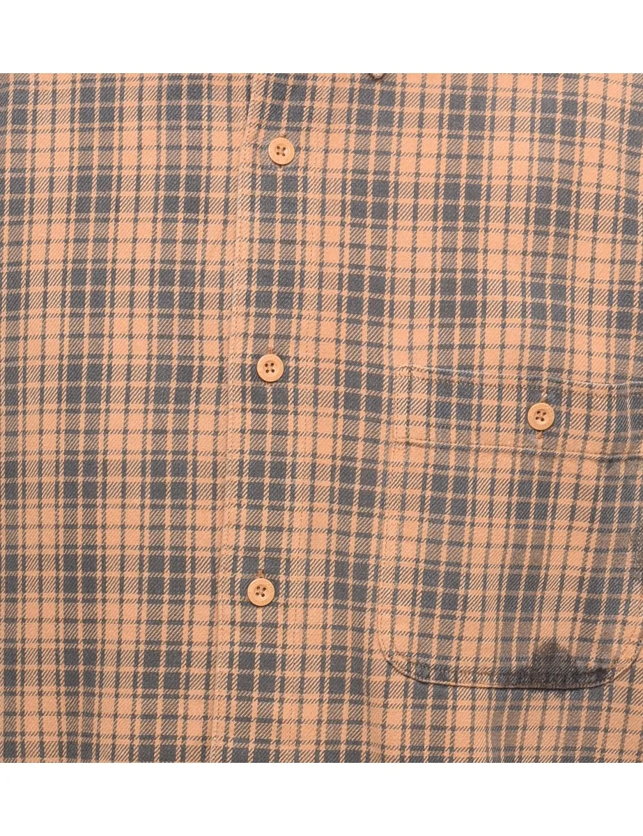 Brown & Beige Classic Flannel Shirt - L