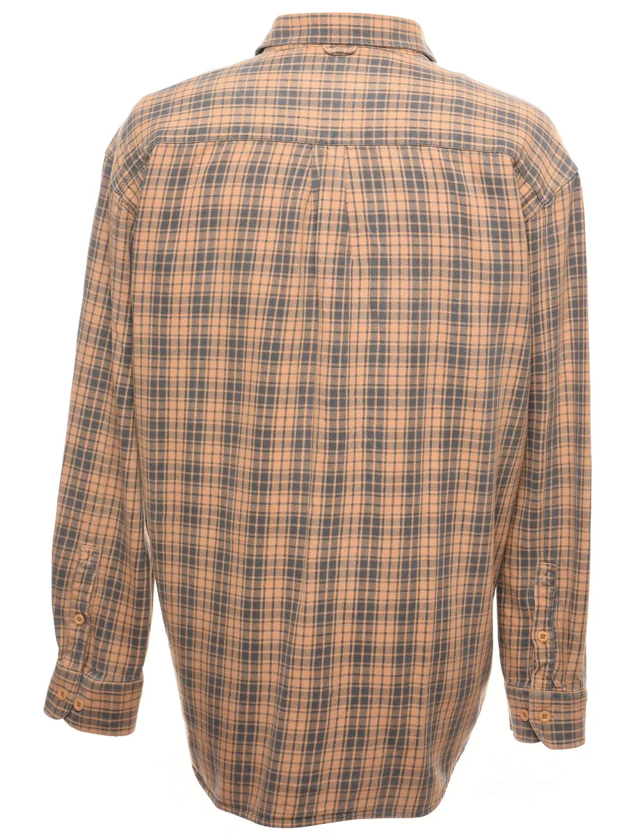 Brown & Beige Classic Flannel Shirt - L