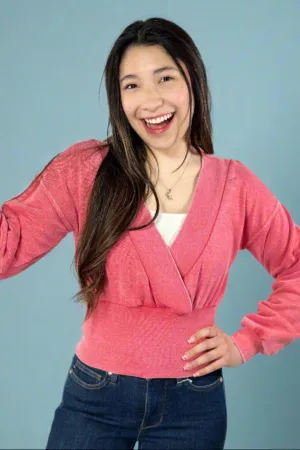 Burned Out Deep V-Neck Sweater - Cherry