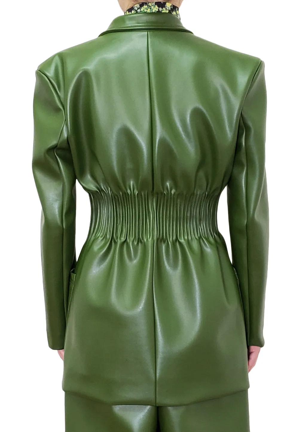 Cactus leather Jacket with elastic waist detail
