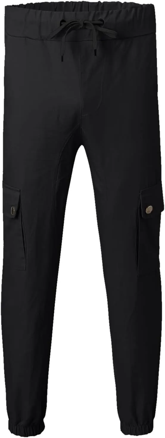 Cargo Harem Pants for Men Slim Fit Elastic Waisted Track Pants Gym Slim Fit Tapered Jpggers Lounge Trousers Trendy