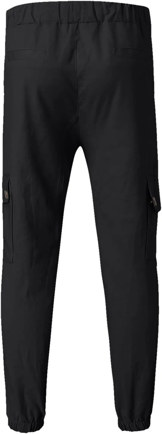 Cargo Harem Pants for Men Slim Fit Elastic Waisted Track Pants Gym Slim Fit Tapered Jpggers Lounge Trousers Trendy