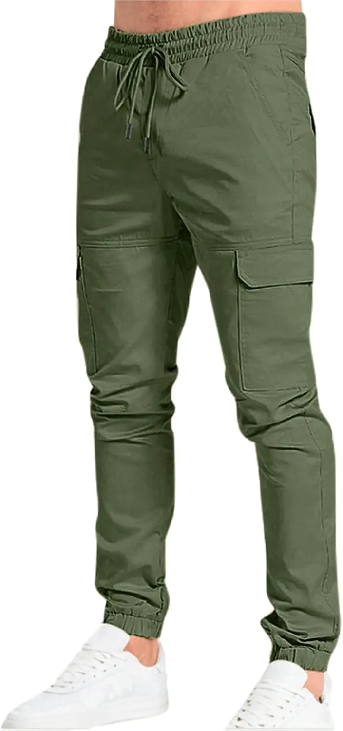 Cargo Pants for Men Relaxed Fit Mens Cargo Pants with Pockets Open Bottom Athletic Pants for Workout Running Training