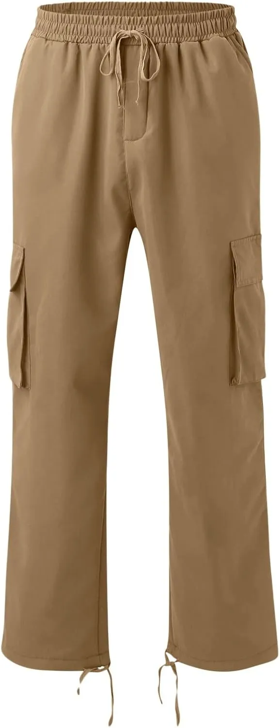 Cargo Sweatpants for Men Tapered Stretch Twill Drawstring Athletic Joggers Sweatpants with 6 Pockets Men's Sweatpants