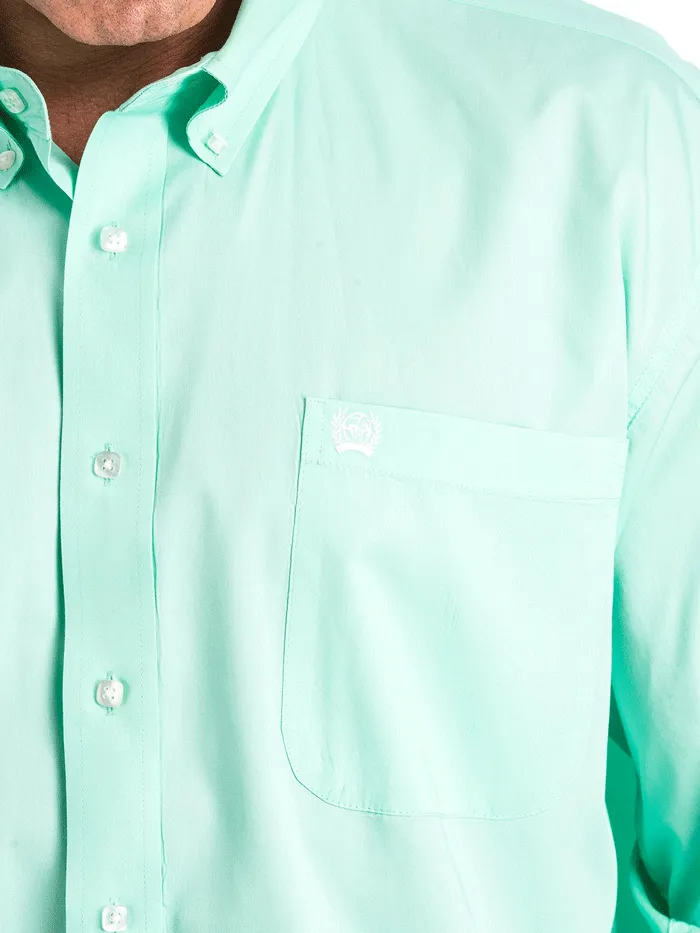 Cinch MTW1104237 Mens Long Sleeve Button Down Western Shirt Solid Mint Green