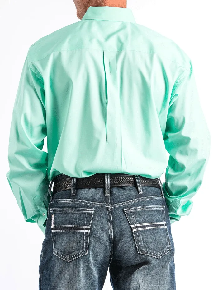 Cinch MTW1104237 Mens Long Sleeve Button Down Western Shirt Solid Mint Green