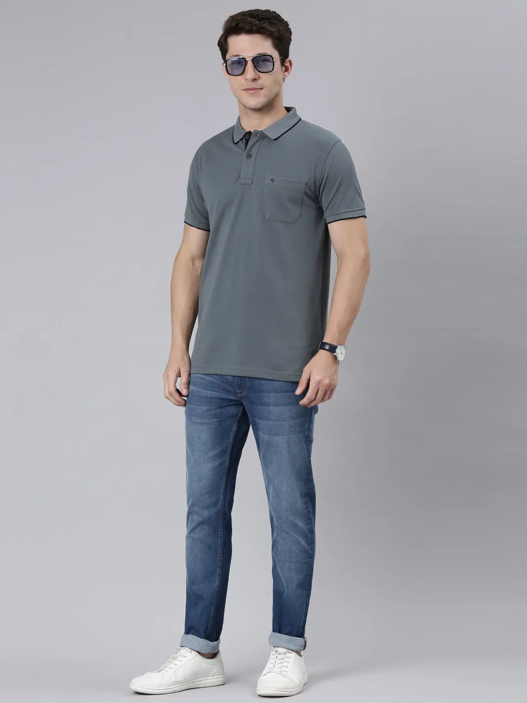 Classic Polo Men's Polo Neck Half Sleeve Slim Fit Cotton T Shirt | TOY-NOVA-STROMY WEATHER SF P