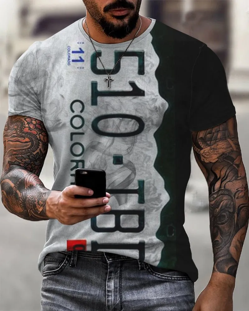 Colorado License Plate Print Casual T-Shirt