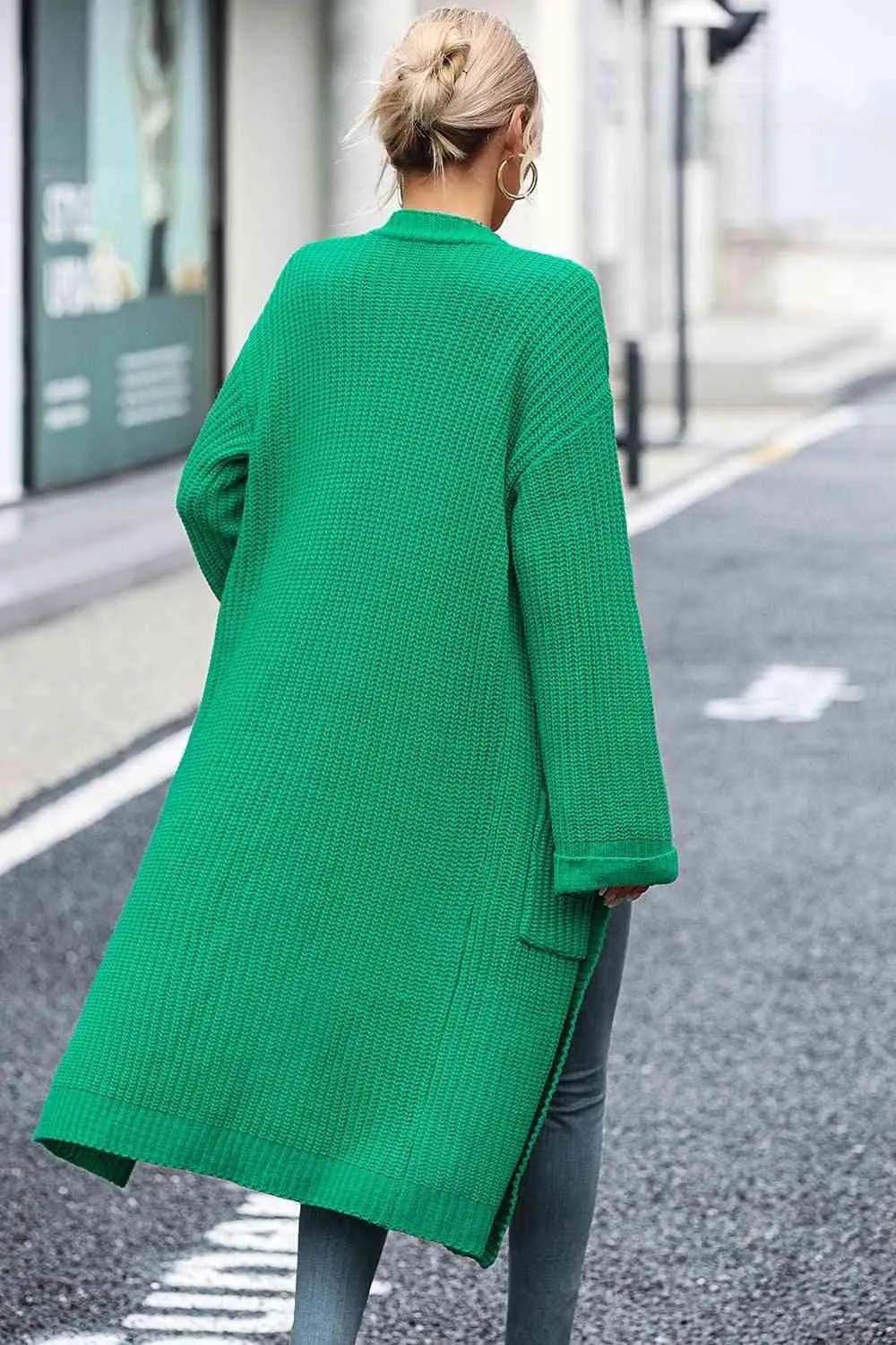 Cozy Elegance Knitted Open Front Longline Cardigan