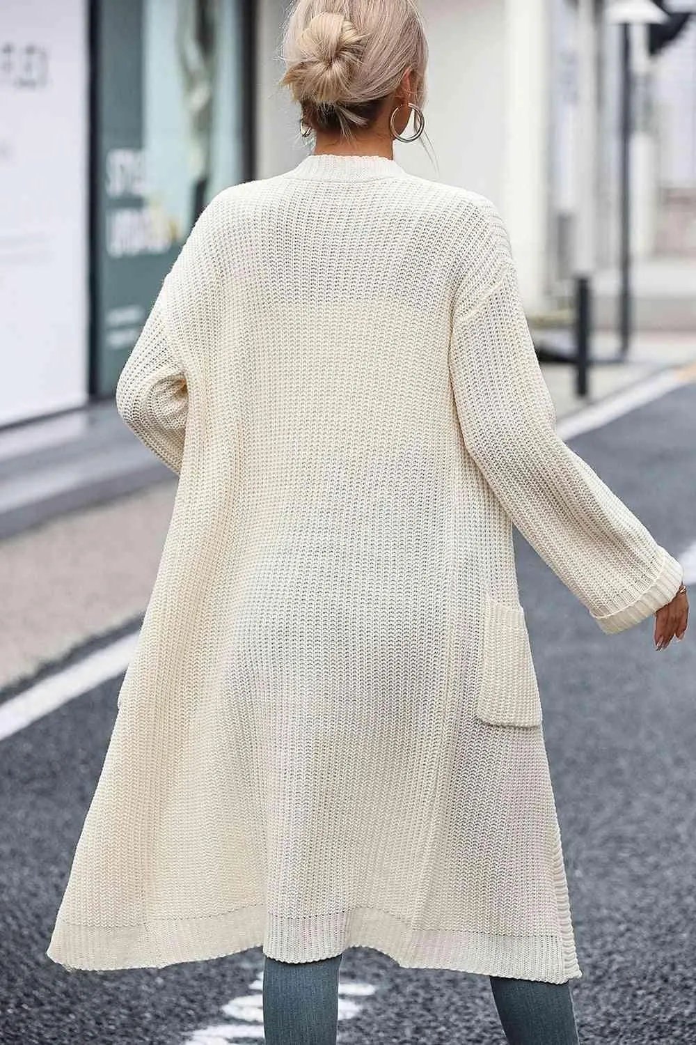 Cozy Elegance Knitted Open Front Longline Cardigan