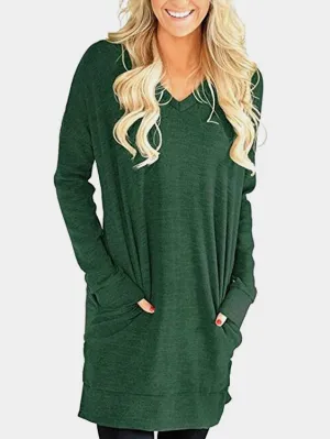 Custom V-Neck Long Sleeve Slit Hem Top