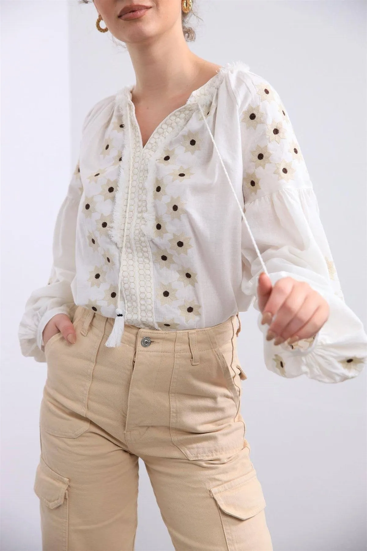Floral Star Embroidered Ukrainian Blouse