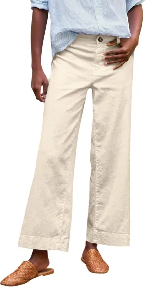 GOFULY Linen Pants for Women Casual Wide Straight Leg High Rise Casual Palazzo Pants 2025 Summer Solid Trousers with Pockets
