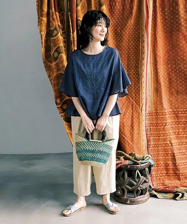 homage roses embroidered rough pants 25S499 [in stock around May].