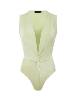 Iconic Sleeveless Bodysuit with Snaps - Almond Green