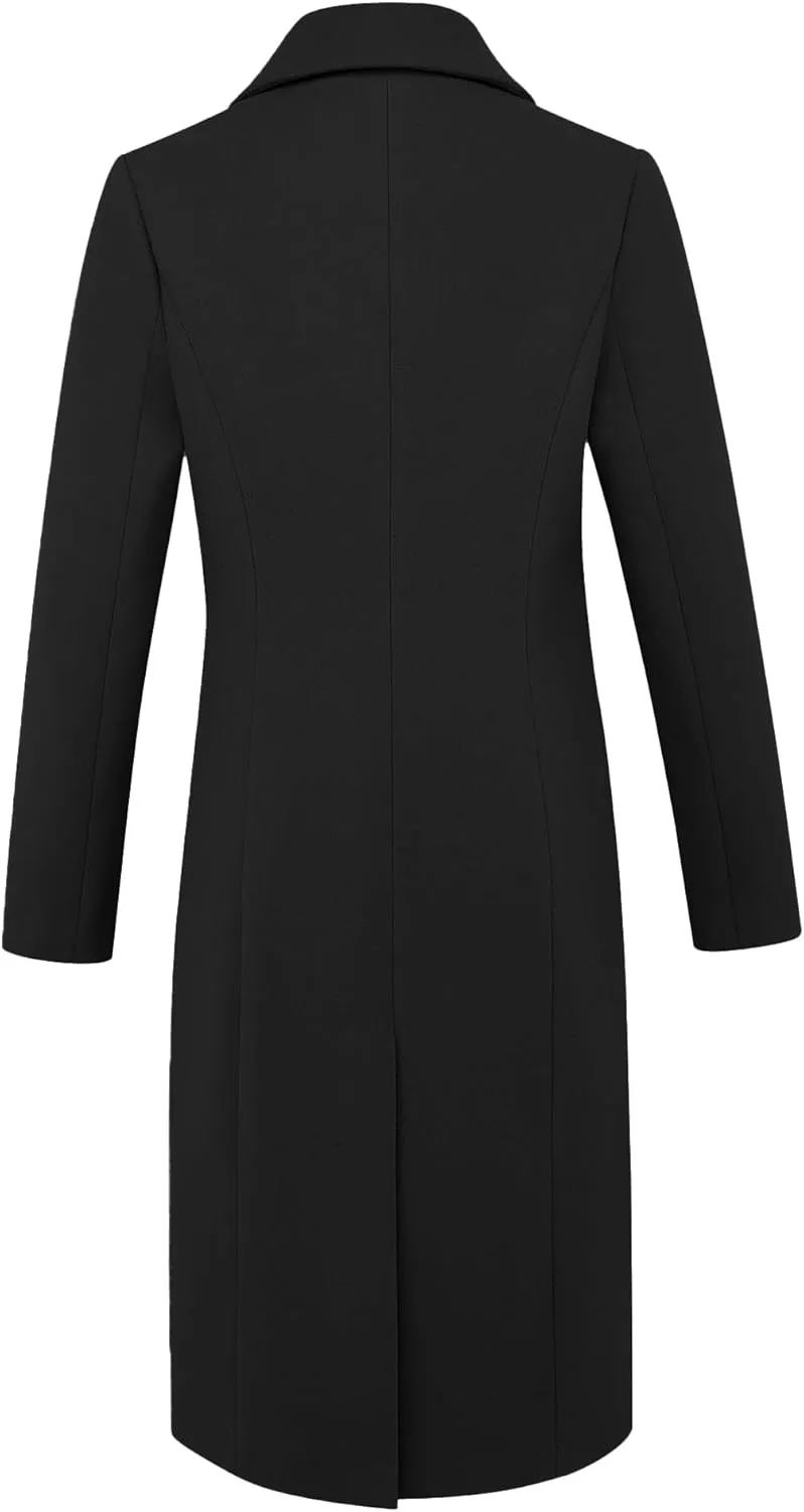 IDEALSANXUN Wool Coats for Women Fall Winter Dress Peacoat Long Trench Coat Double Breasted Blazer Jackets Overcoat