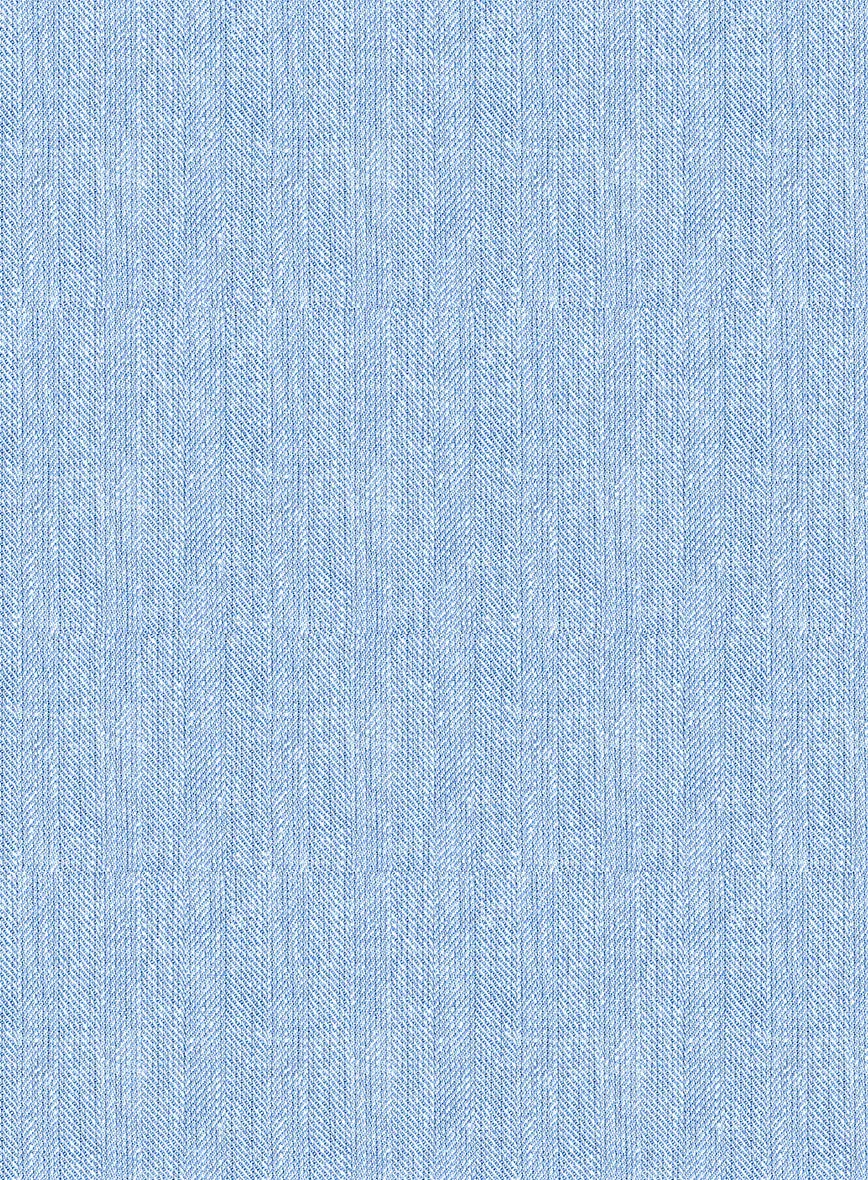 Italian Prato Blue Herringbone Linen Suit