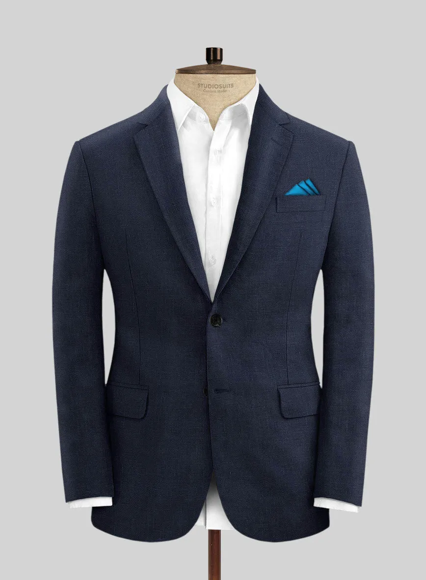 Italian Prato Oxford Blue Linen Suit