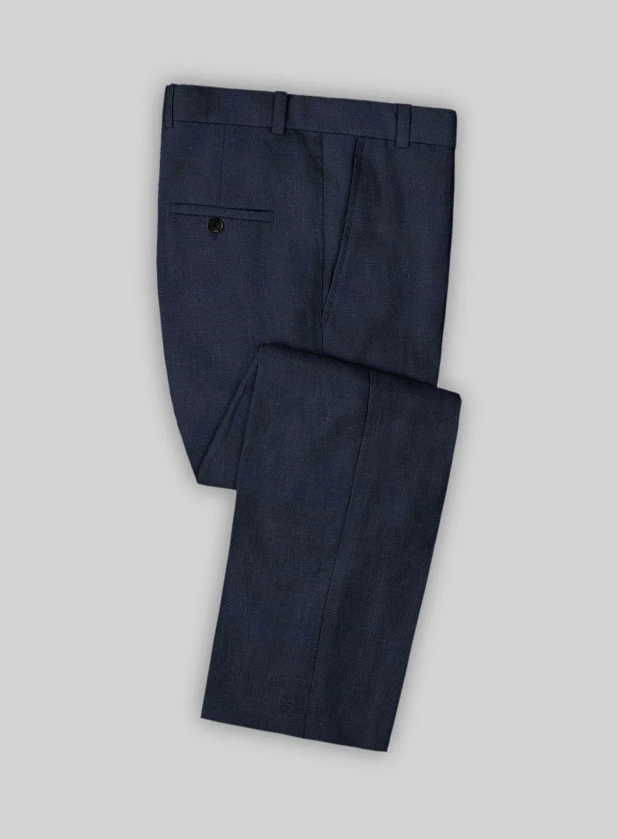 Italian Prato Oxford Blue Linen Suit