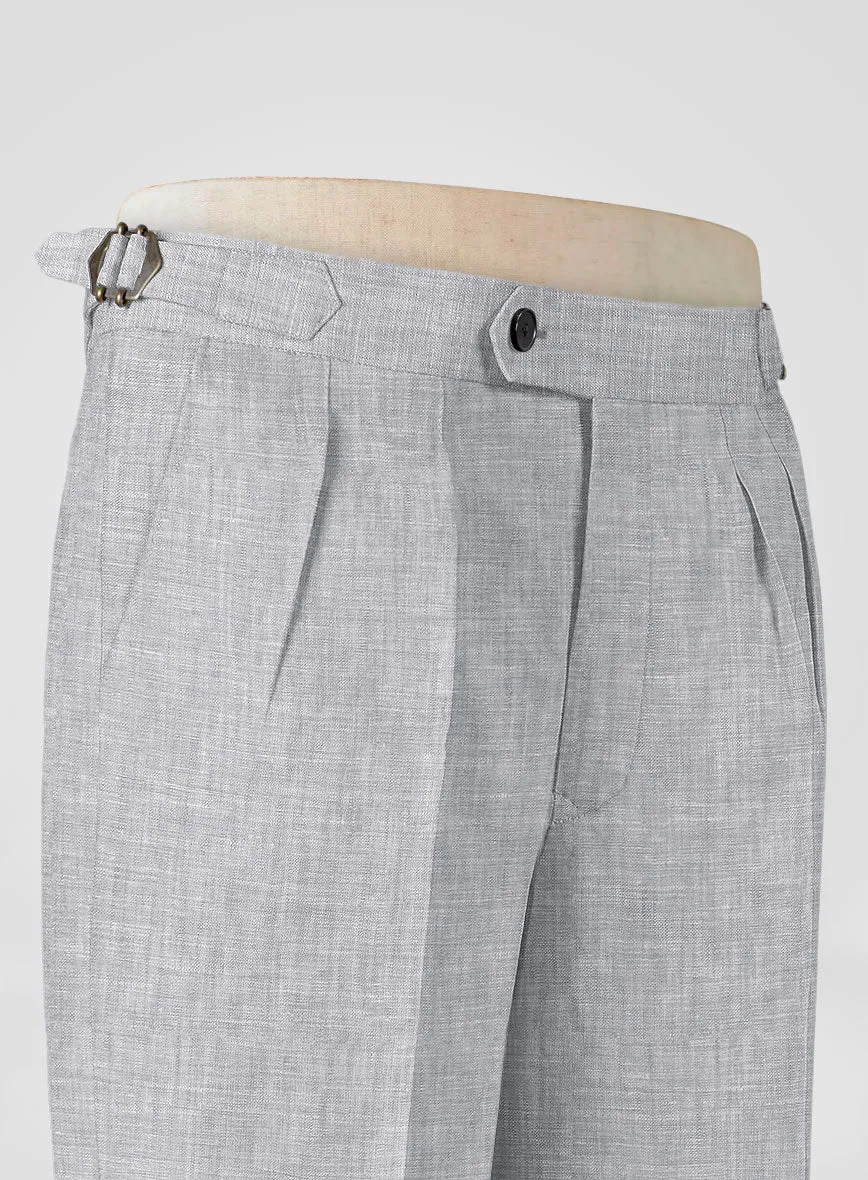 Italian Zod Light Gray Linen Highland Trousers