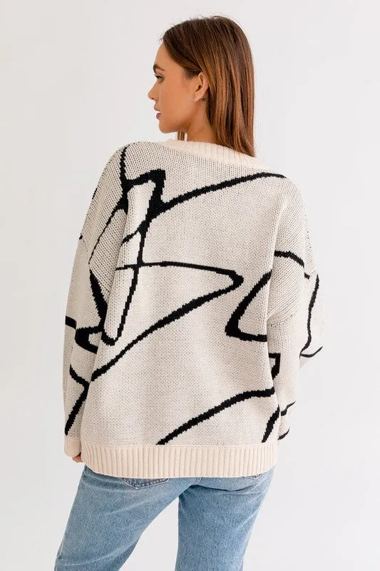 Jovi Abstract Pattern Oversized Sweater