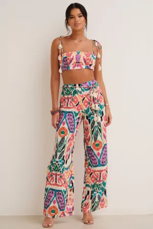Koa Printed Co-ord CropTop & Pants Multi