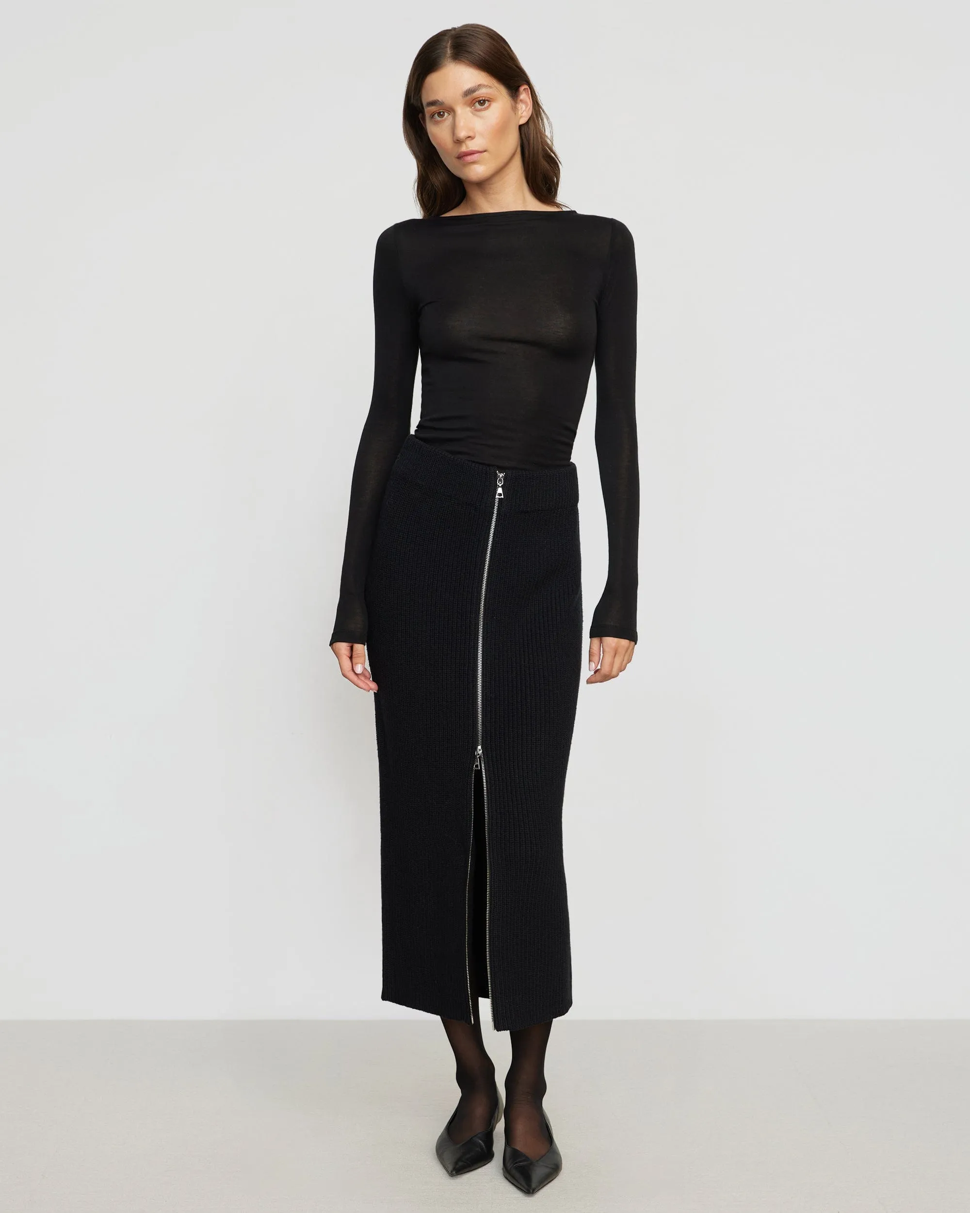 Lana Tencel-Wool Slit-Neck Tee